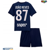 Otroški Nogometni dresi Paris Saint-Germain Joao Neves #87 Domači 2025-26 Kratek Rokav (+ Kratke hlače)